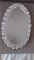 Retro fém tálca, ovális, 38 X 23 cm, szép állapotban