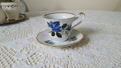 Gyönyörű kékrózsás Winterling porcelán csésze+alj