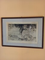 Honeyeaters by István Csók, collectible etching