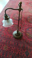 Felújított, antik szecessziós rézlámpa eredeti opálüveg búrájával az 1920-as évek végéről
