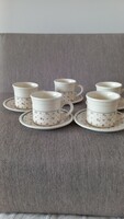 Angol Biltons teás/kávés 5 db-os kerámia porcelán szett, hibátlan, pohár: 7,5 X 7,5 cm, tányér: 14cm