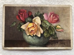 Antik, régi  virágos képeslap                             -5.