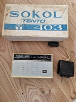 Sokol 403 rádió dobozával és papírjaival, jótállási jeggyel
