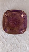 Hollóházi jelzett első osztályú, lila lüszteres hamutartó, 16 X 16 cm