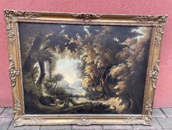 Antik erdőbelső tájkép festmény blondel keretben