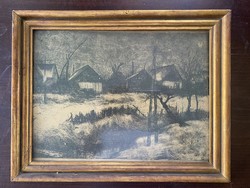 Unknown painter: village landscape (with monogram)