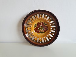 Old folk ceramic wall plate in Hódmezővásárhely with openwork floral hmv wall plate wall bowl wall decoration
