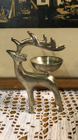 Metal deer candle holder, heavy piece.
