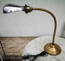 Antik Réz Íróasztal làmpa, Bank lámpa, gégecső irányítható fény, ritkasàg. Szecessziós Art Deco
