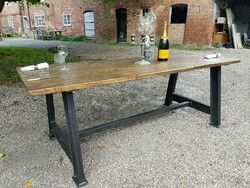 Industrial Hand Made Bespoke Dining Table with Rustic Top