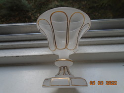 BIEDERMEIER 8 szögletes talpas opál üveg pohár kézi arany festéssel