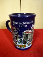 Német mázas kerámia karácsonyi pohár, Erfurt felirattal. Jókai.