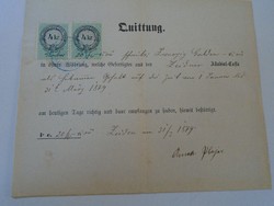 ZA427.18 Régi irat -Nyugta -Quittung - Zeiden -Feketehalom - 1879 - 20 frt    illetékbélyegek