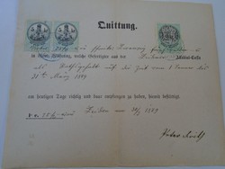 ZA427.3 Régi irat -Nyugta -Quittung - Zeiden -Feketehalom - 1879 - 25 frt   illetékbélyegek
