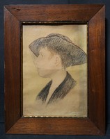 Női portré - ceruzarajz - arc profilból