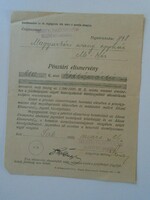 ZA432.2  Pénztári elismervény  Tab Tabvidéki Takarékpénztár 210 korona 1920 Magyarkér