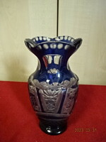Polished glass vase, cobalt blue, height 16 cm. Jokai.