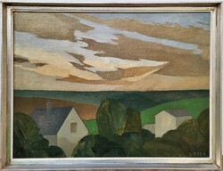 éva Lieber (1932 - 2005) cloudy landscape c. Gallery painting with original guarantee!