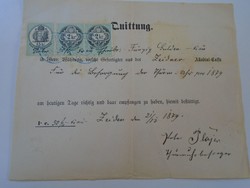 ZA427.11 Régi irat -Nyugta -Quittung - Zeiden -Feketehalom - 1879 - 50 frt   illetékbélyegek