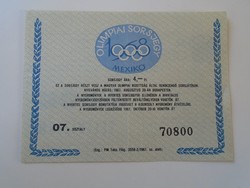 ZA428.4   1967. -  Olimpiai Sorsjegy Mexikó 1968