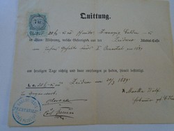 ZA427.10 Régi irat -Nyugta -Quittung - Zeiden -Feketehalom - 1879 - 20 frt   illetékbélyegek