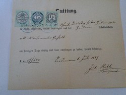 ZA427.15 Régi irat -Nyugta -Quittung - Zeiden -Feketehalom - 1879 - 37 frt 50 kr  illetékbélyegek