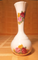 Gyönyörű Angol, rózsás váza, 14,5 cm magas, hibátlan állapotban