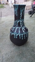 Leárazás! Nagy kerámia váza csurgatott mázas 30 cm iparművészeti retro