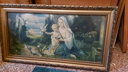 Szűz Mária olajfestmény lenyomat szép blondel keretben