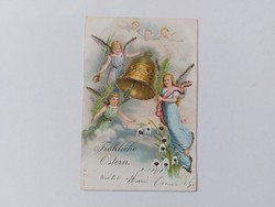 Old Easter postcard 1901 postcard with angels snowdrops bell