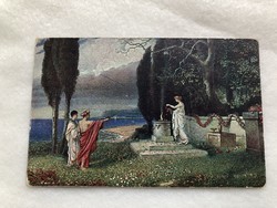 Antik romantikus Otto Ploeger képeslap - Postatiszta                                             -2.