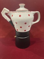 Raven house porcelain coffee maker with red polka dot pattern