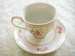 Vintage pink floral porcelain cup