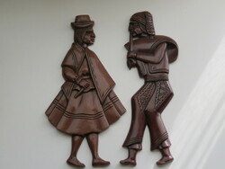 Perui - INKA pár, indián, kézi faragású fali kép