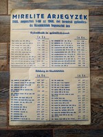 Retro MIRELITE árjegyzék, plakát. 1968 !  62 x 43 cm.