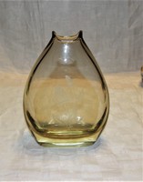 Czech glass vase - with etched rose decoration