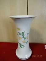 Hollóházi porcelán, margaréta virágos váza, magassága 31,5 cm. RÁBA nyugdíjazási ajándék. Jókai.