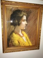 Karlovszky Bertalan (1858-1938)-Női portré - eredeti alkotás, MNG engedéllyel, garanciával.