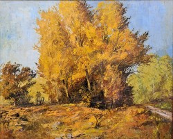 Vilmos Podolýák (1943-): forest fragment, 64x77 cm.