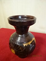 Korondi glazed ceramic vase, height 12 cm. Jokai.