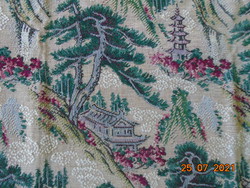 High mountain landscape with pagodas, flowers, woven tapestry tablecloth 89x60 cm