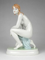1M548 zsolnay porcelain kneeling nude statue 22.5 Cm