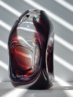 Vintage Czech design glass vase - unique form, artistic glasswork