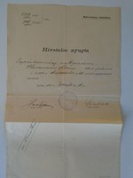 ZA433.6  Hivatalos Nyugta Gyula - 154 korona gyógyászati kezelés  - Békés Vármegye Közkórháza 1902