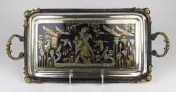 1M545 old Egyptian copper tray 19 x 40 cm