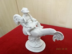 Herend porcelain figure, rooster marci, white, width 17 cm. Marked 5458. Jokai.