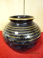 Ukrainian glazed ceramic vase, cloud pattern, with gold stripes. Jokai.
