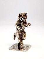 Ezüst gitáros cica figura (ZAL-103108)