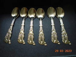 Japán dombor teve mintás aranyszínű rozsdamentes acél kiskanál 6 db