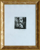 Endre Szász (1926-2003) The boatman - with frame: 36x26 cm picture size: 9x9 cm